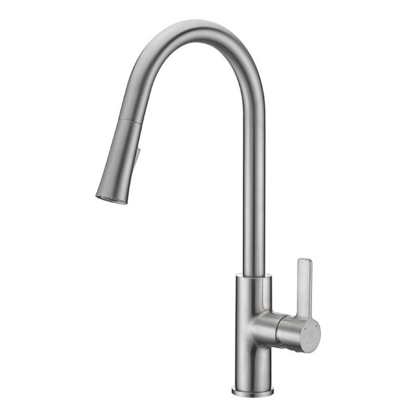 Anzzi Serena Single Handle Pull-Down Sprayer Kitchen Faucet, Brushed Nickel KF-AZ1675BN